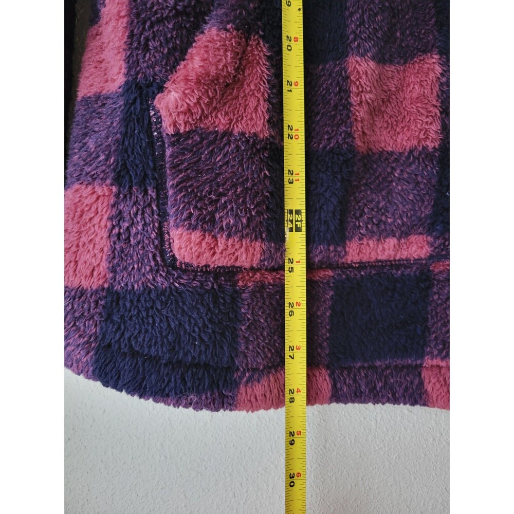 Simply Southern Women's Large Buffalo Plaid Sherpa Pullover Quilted Snap Fleece - Picture 7 of 9